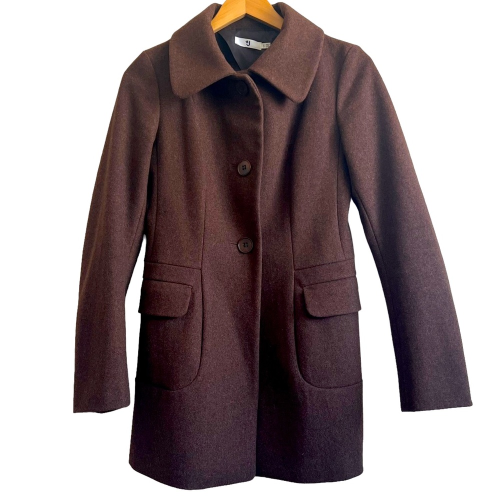 Uniqlo +J Jil Sander Brown Wool Dress Coat Size Small